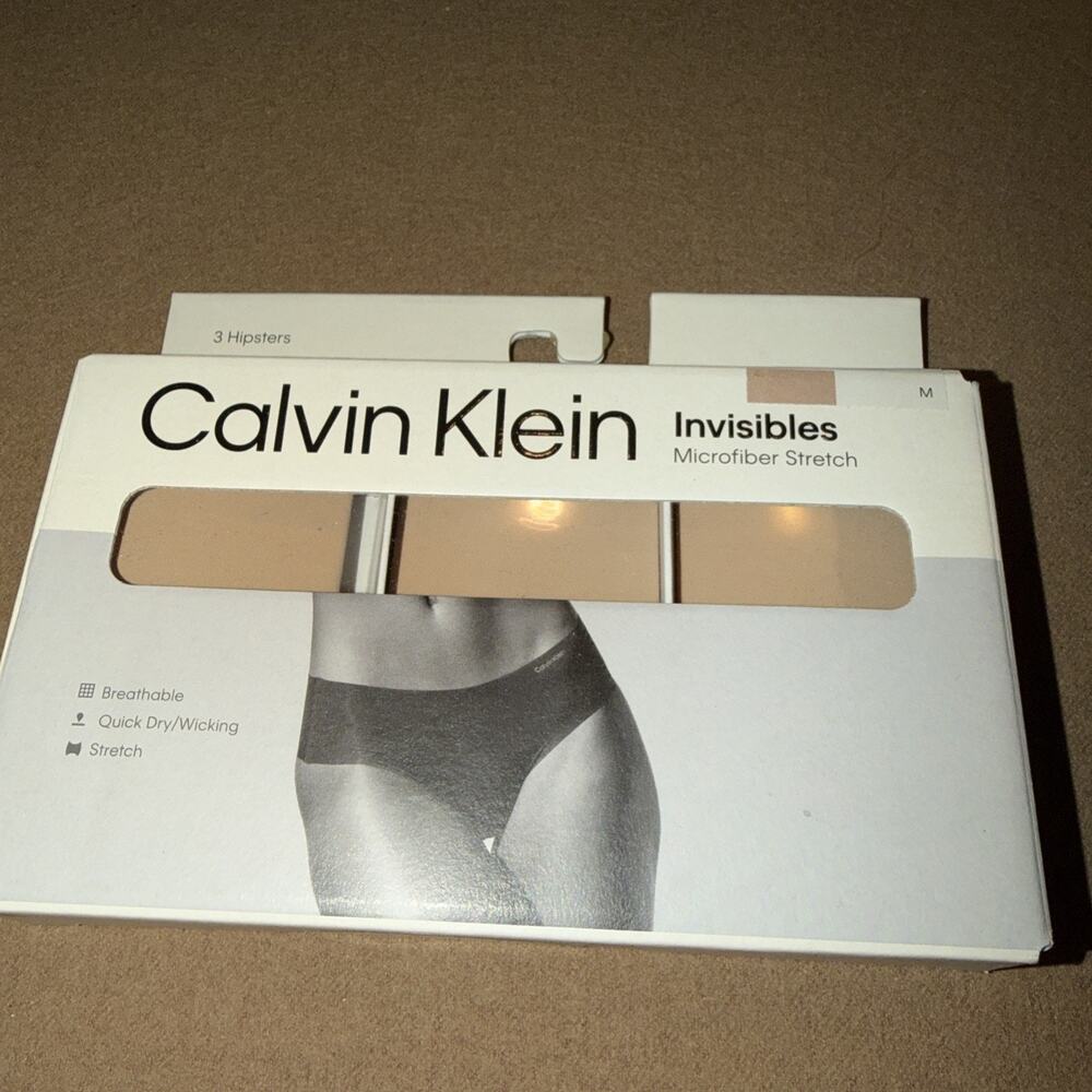 Calvin Klein Women’s Invisibles 3 pk Hipster Panty Underwear Nude Med